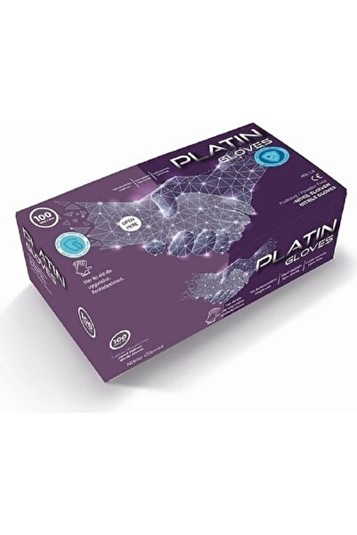 Platin Gloves Large (l) Beden Nitril Pudrasız Mavi Eldiven 100'lü Paket