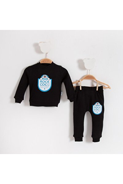 Bubito Rock Cock Görselli 2'li Bebek Alt Üst Takım-lacivert