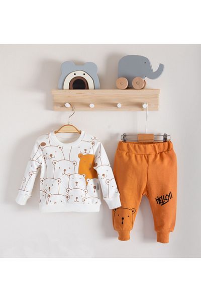Bubito Hello Bears Patterned Baby Bottom and Top Set