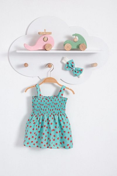 Bubito Strawberry Visual Bandana Summer Baby Girl Dress-green