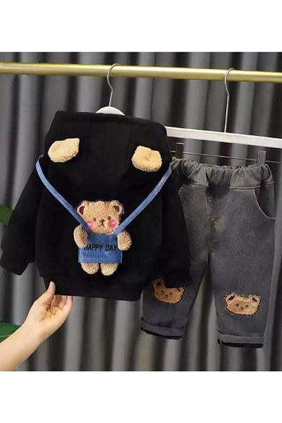 Bubito Elegant Hooded Baby Set with Toy Bear Image