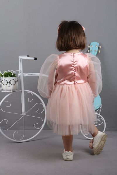 Bubito Sweet Girl Dress with Bandana-salmon