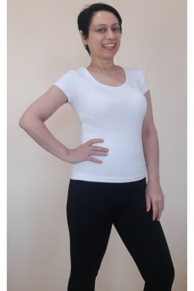 Mertcan Butik White Round Neck Combed Viscose T-Shirt