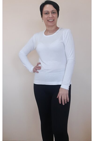 Mertcan Butik White Round Neck Combed Viscose T-Shirt