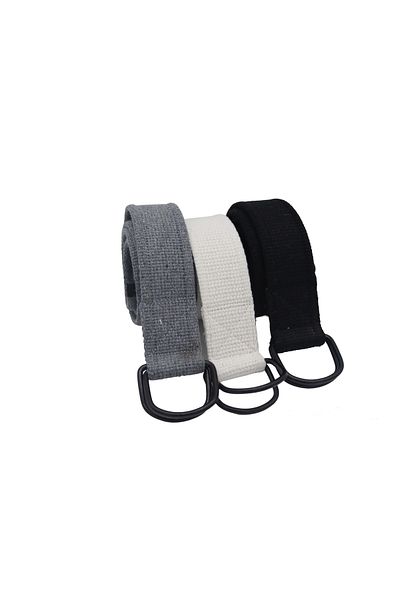 Anatolia Unisex Gray White Black D Buckle Black Loop Woven Tactical Sport Canvas Cloth Denim Belt