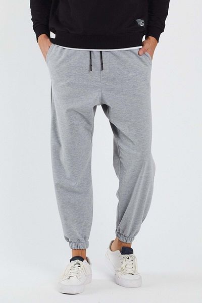 BAGGY Ανδρικό γκρι μαύρο εμπριμέ Plus Size Loose oversize φούτερ με ελαστικό πόδι Jogger