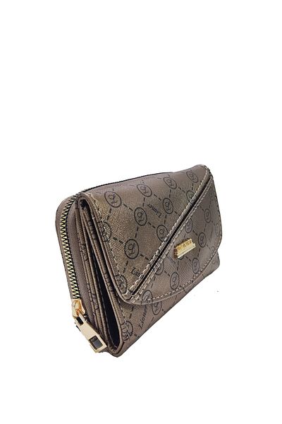 Newish Polo Striped Covered Zippered Portfolio Wallet Medium Size - Artificial Leather