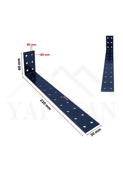 Yapıkan Siyah Deprem Güvenliği Dolap Sabitleme Aparatı Seti 30x60x220mm - L Demir Gönye Köşe Birleştirme