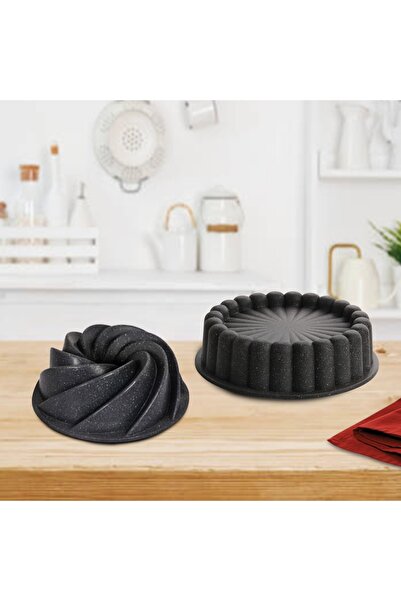 Esta Cast Gray Granite Wind Rose Cake Mold Set of 2