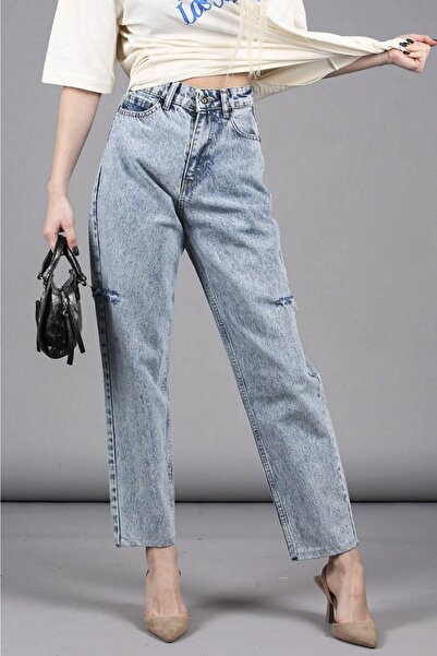 Madmext Mad Girls Blue Side Ripped Detail Jean Mg1159