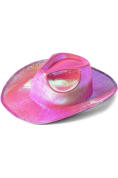 Minerva Neon Hologram Cowboy Model Party Hat Pink Adult 39X36X14 cm