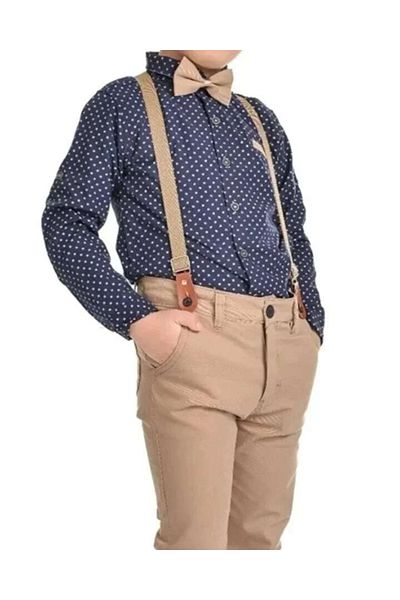 Terry Boy's Navy Blue Color Bow Tie Strappy Double Suit