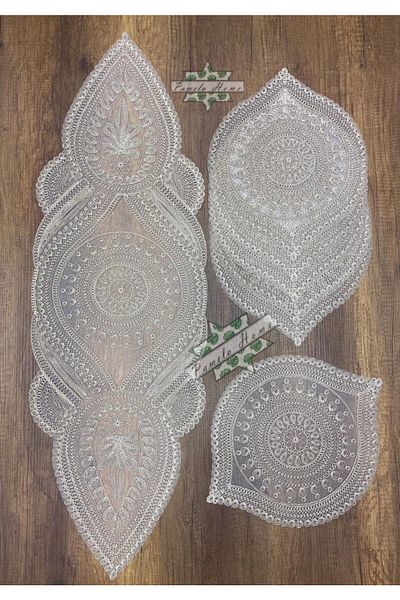by ballı biocotton Cordone Embroidered Supla Runner Set Presentation Modern American Service Set Комплект за 6 души