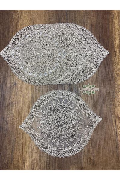 by ballı biocotton Луксозен комплект от 6 бродирани чинии за зареждане Kordon, 40 см, стилен дизайн и модерен дизайн