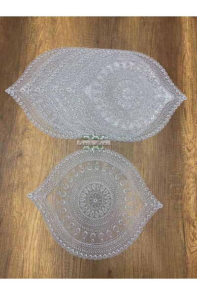 by ballı biocotton Kordone Embroidered Luxury 6-Piece Charger 40cm Stylish Design Modern Charger Set