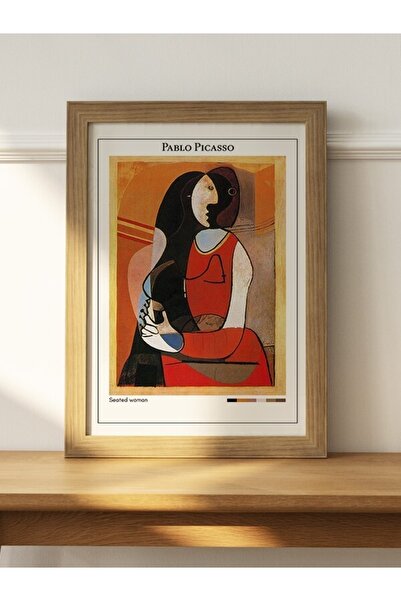 Mudi Store Pablo Picasso Seated Woman Poster Çerçevesiz Sanatsal Ünlü Ressam Duvar Tablo Poster