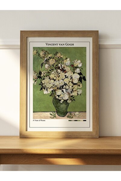 Mudi Store Vincent Van Gogh A Vase Of Roses Poster Çerçevesiz Sanatsal Ünlü Ressam Duvar Tablo Poster