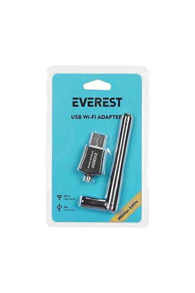 Everest EVERLINK EWA300 300Mbps 2.4GHz WIFI-4 N300 RTL8192 2dBi Antenli Usb Kablosuz Adaptör