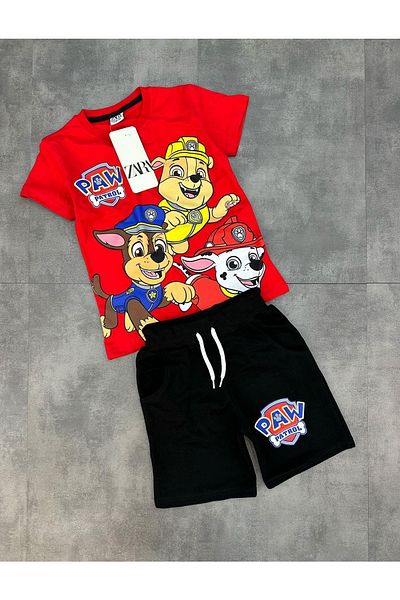 öykümgaleria Boy's Summer Shorts Paw Petrol Bottom Top Set