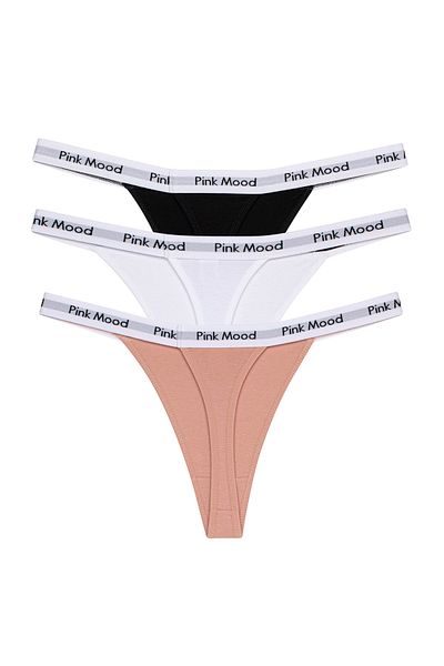 pink mood Pack of 3 Tape Rubber Thongs