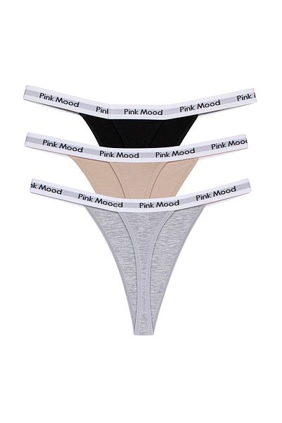 pink mood Pack of 3 Tape Rubber Thongs