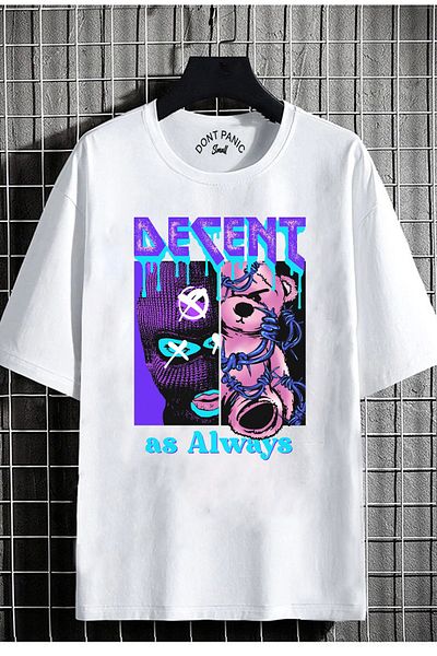 DEEPSENCE Μπλουζάκι Unisex Oversiz σε λευκό χρώμα - Alvays μπροστινή εκτύπωση