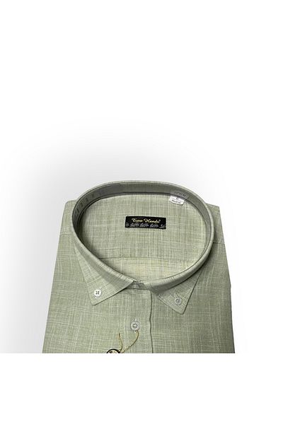 Sadık Collection Ανδρικό κλασικό μακρυμάνικο βαμβακερό πράσινο πουκάμισο Two Hands 4332