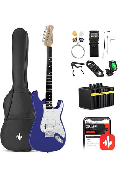 Donner Drums Donner Dst100 Safir Mavi Elektro Gitar Seti Herşey Dahil (katre ...