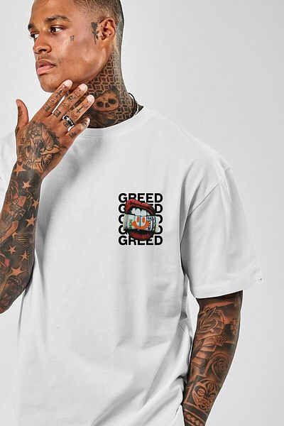 DEEPSENCE Ανδρικό μπλουζάκι Oversize Breed Μπροστινή στάμπα Λευκό Χρώμα