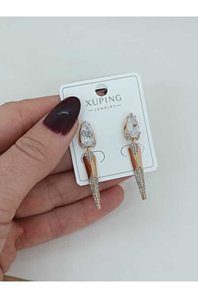 ella'nın çarşısı Xupıng Steel Zircon Stone Gold Earrings