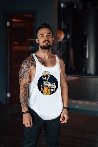 Freeyez Beer Skeleton 2 Gym Fitness Tank Top Athlete