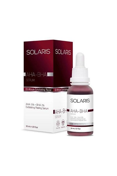 SOLARIS Skin Tone Equalizer Revitalizing Aha 10% Bha 2% Serum 30 ml and Hyaluronic Acid Serum Moisturizer