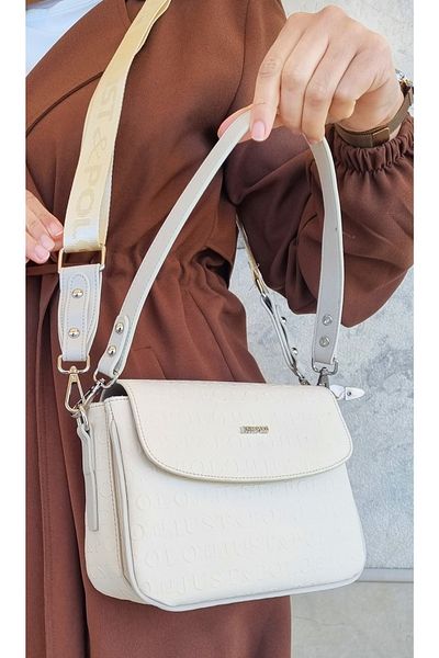 Just Polo حقيبة كتف وحقيبة كروس نسائية باللون الكريمي