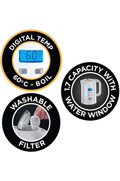 RUSSELL HOBBS Hassas Su Isıtıcısı, 1.7l, 2200w, Dijital Sıcaklık Ayarı Ve Lcd Ekran, Bebek Maması Ve