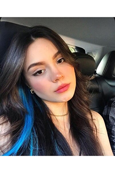 AKOLİFE Lacivert Renk Tarz Çıt Çıt Saç Yan Postiş 50cm (two Toned Hair)