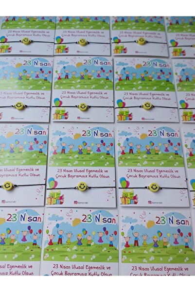 Lilamor 30 Adet 23 Nisan Hediyesi Renkli Gülenyüz Bileklik