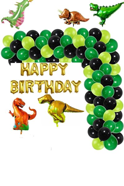 Bkmc Balon od folije sa temom dinosaura, srećan rođendan, zlatna folija, set ...