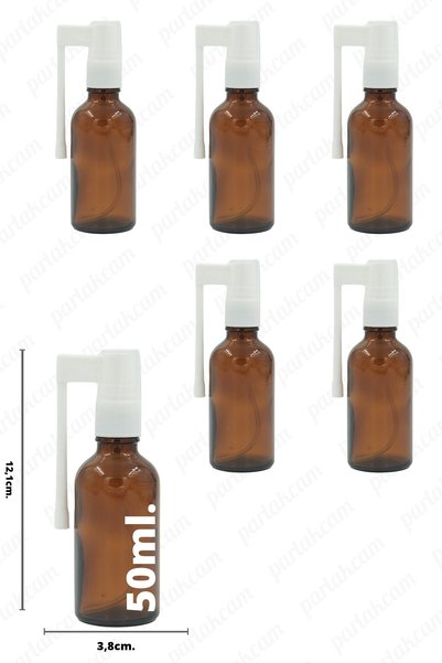 parlakcam Ağız Ve Burun Beyaz Sprey Başlıklı Amber Cam Şişe 50ml Gaga Sprey (...