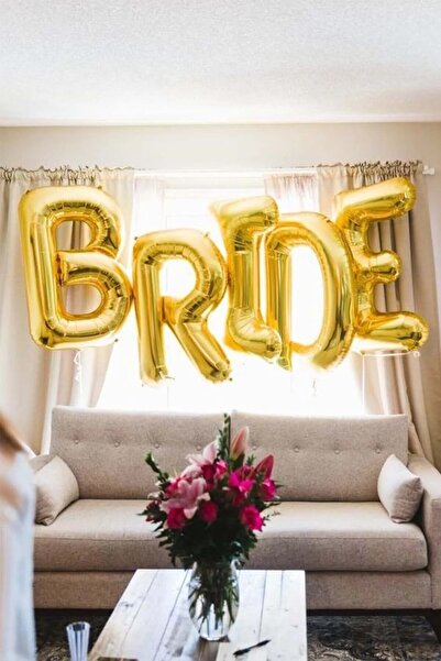 DÜVENCİ TİCARET Çıtıpıtıstore Gold Renkli Bride 100 Cm 40 Inç Mega Boy Folyo ...