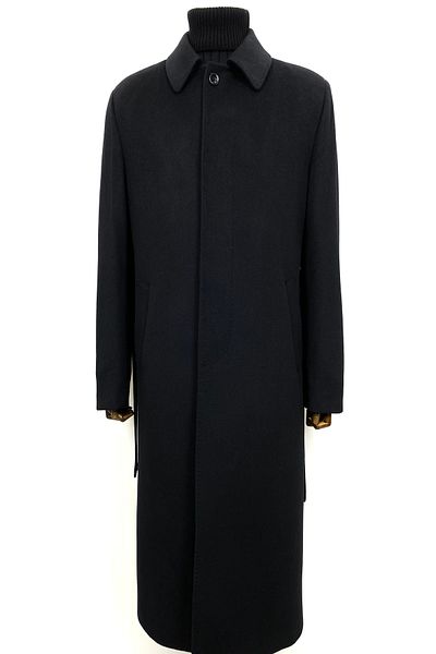 ŞAN GİYİM 1070 Men's Black Baby Collar Belted Oversized Long Coat