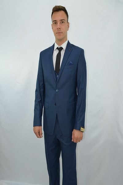 Presto Men's Slimfit Suit with Vest 6 Drop Dark Navy Blue-578-304