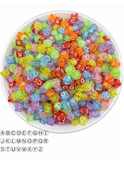 RLX BUJİTERİ خرز حروف مكعب ملون شفاف 250 قطعة حروف ملونة