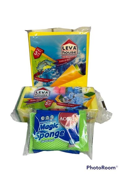 ARALMİNİAVM 3-Piece Cleaning Set Yellow Cloth Magic Sponge Dish Sponge