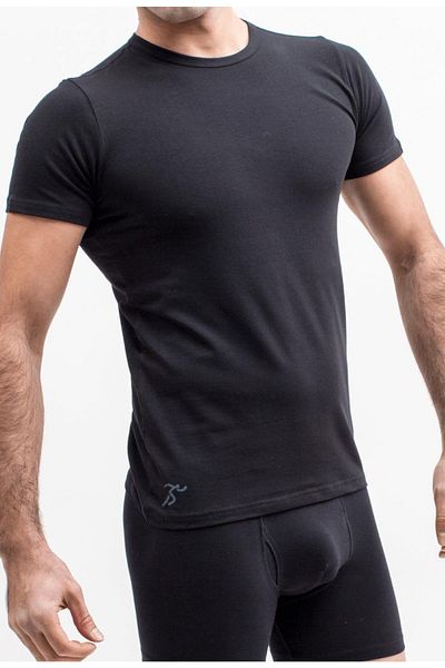 TheDon Ανδρικό εσώρουχο Organic Blended O Neck με μισό μανίκι μαύρο