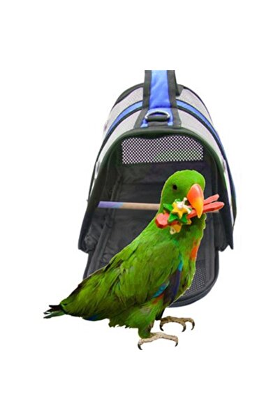 AlaPet Cennet Papağanı Taşıma Çantası (tünekli) Royal Capitano Mavi Kuş Taşıma Çantası (30cmx22cmx21cm)