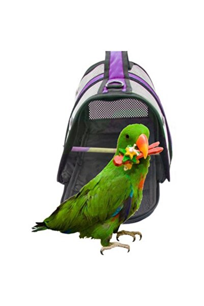 AlaPet Cennet Papağanı Taşıma Çantası (tünekli) Royal Capitano Mor Kuş Taşıma Çantası (30cmx22cmx21cm)