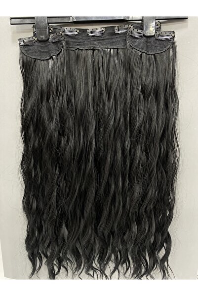 AHSEN PERUK Черно - Комплект с закопчалка с вълнообразен дизайн и полумесец