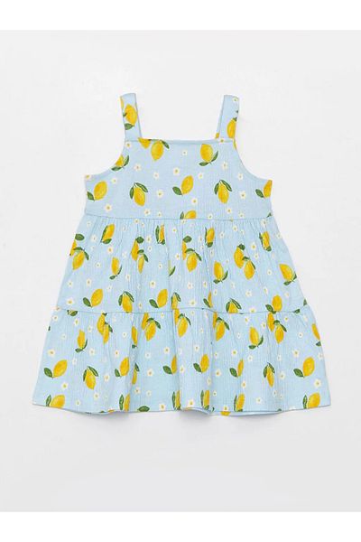 LC Waikiki Square Collar Patterned Baby Girl Dress