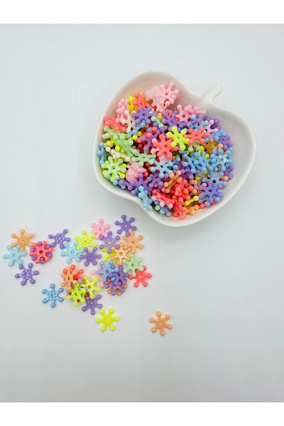 Egem aksesuar 50 Pieces of Mixed Colored Starfish Figured Plastic Beads for Jewelry Making