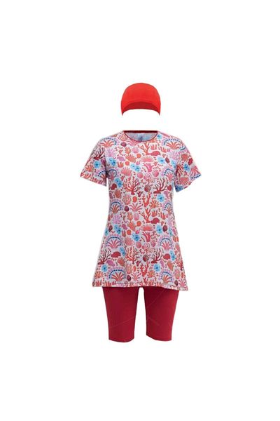 GC GÖKHAN CLUB Children's Patterned Half Sleeve Flexible and Quick-Drying Fabric Swimsuit